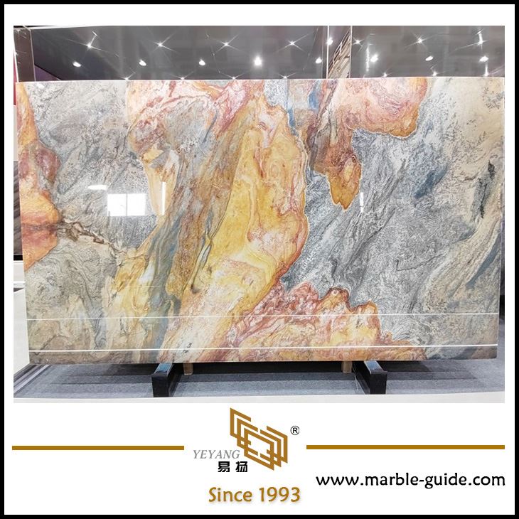 Luksus Dunhuang Impression Marmor Flerfarget Luksus steinveggplate engrospris