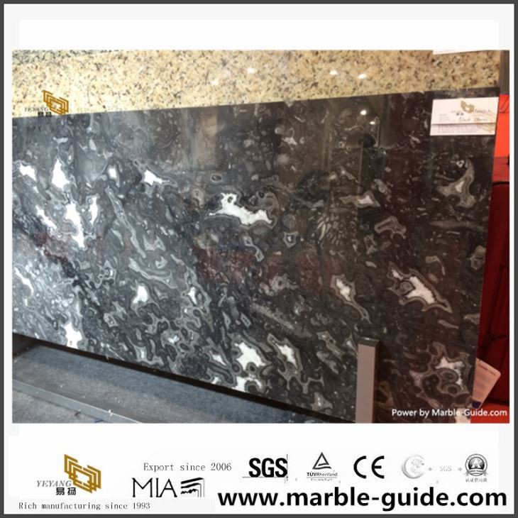 Nye populære Black Storm Stone Marble -plater til salgs og fliser dekor med billig pris